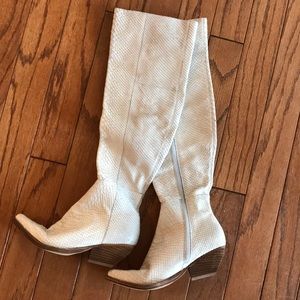 White snakeskin boots